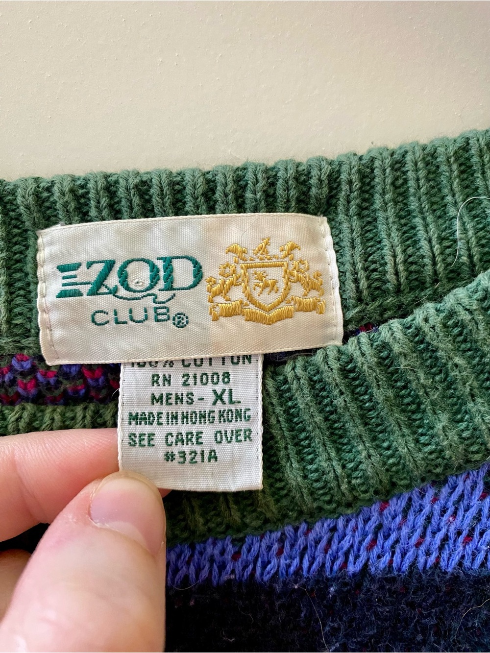 Izod Club Vintage Men’s Sweater XL 100% Cotton - Picture 2 of 4